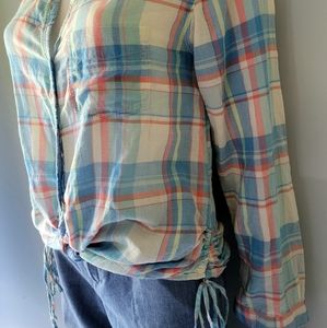 Aerie Women's Cotton Plaid Button Down Shirt Size M